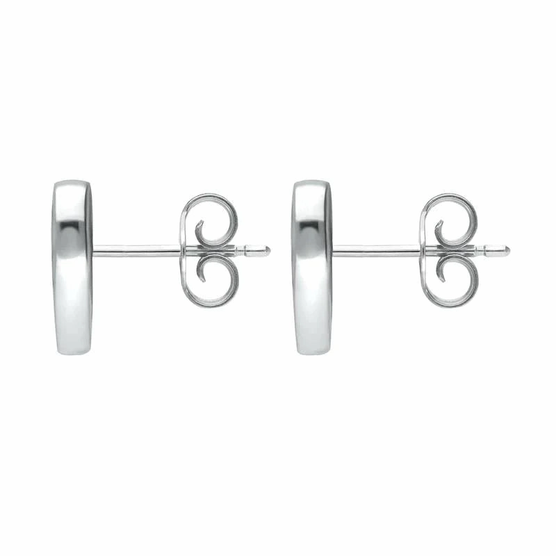 Sterling Silver Whitby Jet Inlaid Heart Stud Earrings