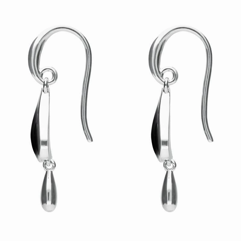 Sterling Silver Whitby Jet Inverted Heart Two Piece Set