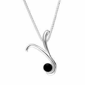 Sterling Silver Whitby Jet Love Letters Initial Y Necklace