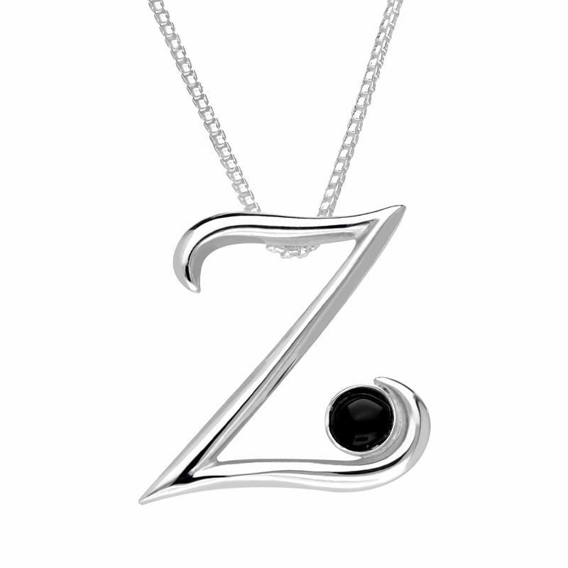 Sterling Silver Whitby Jet Love Letters Initial Z Necklace