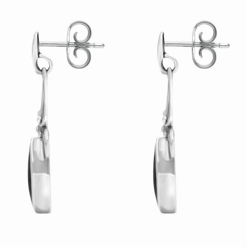 Sterling Silver Whitby Jet Marquise Drop Earrings