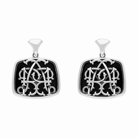 Sterling Silver Whitby Jet Mary Modena Drop Earrings