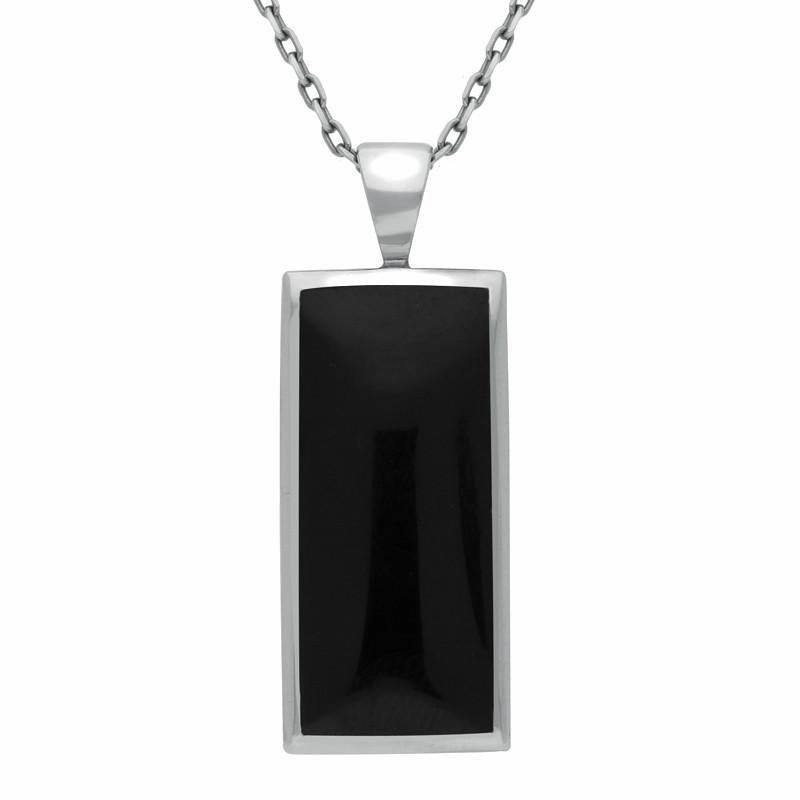 Sterling Silver Whitby Jet Medium Oblong Necklace