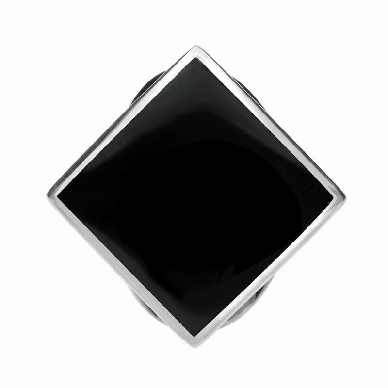Sterling Silver Whitby Jet Medium Rhombus Ring