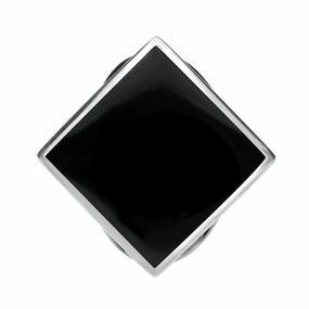 Sterling Silver Whitby Jet Medium Rhombus Ring