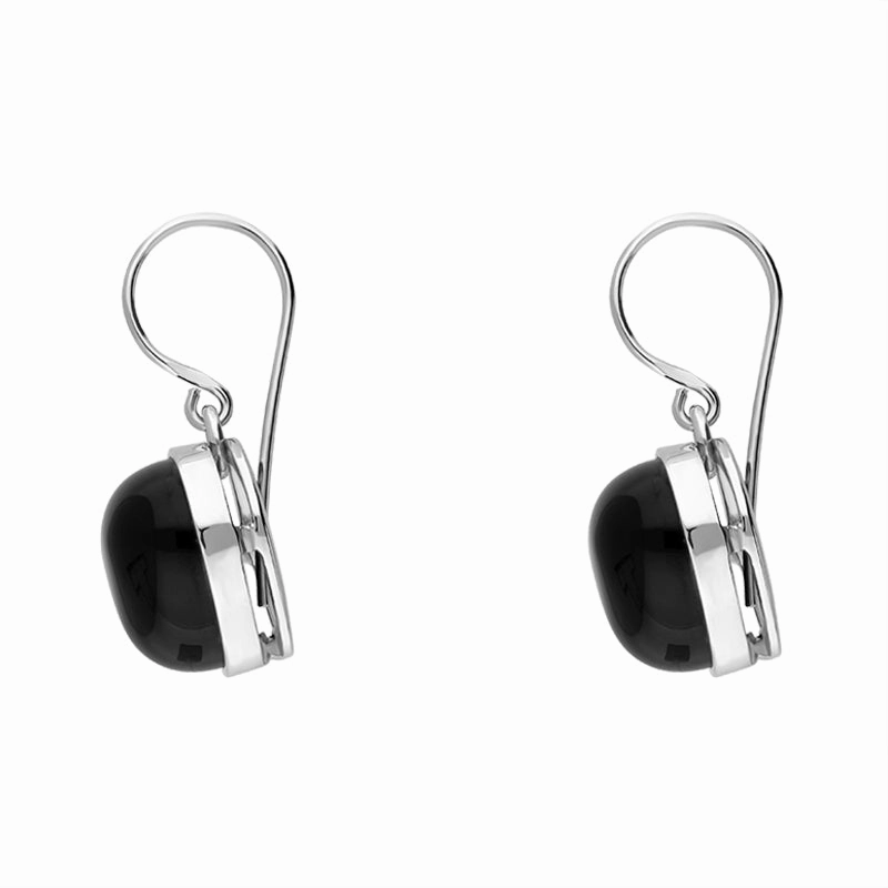 Sterling Silver Whitby Jet Monika Curved Triangle Drop Earrings D
