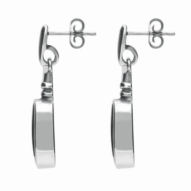 Sterling Silver Whitby Jet Oblong Bottle Top Drop Earrings