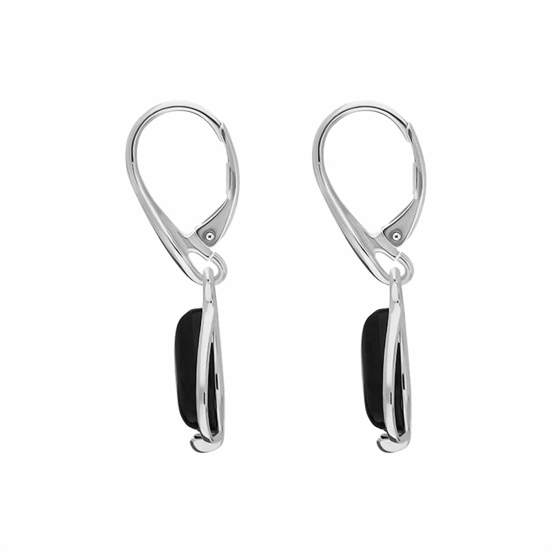 Sterling Silver Whitby Jet Open Side Pear Drop Earrings