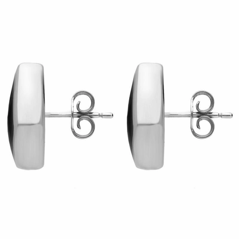 Sterling Silver Whitby Jet Organic Pentagon Shaped Stud Earrings