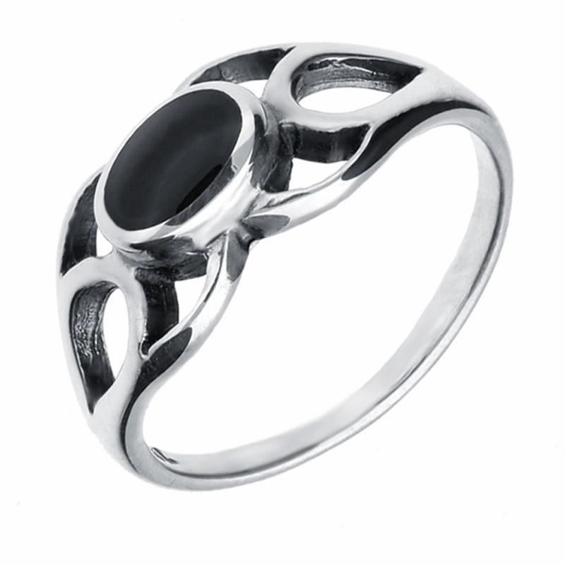 Sterling Silver Whitby Jet Oval Spoon Drop Four Piece Set