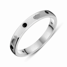 Sterling Silver Whitby Jet Queen's Jubilee Hallmark 3mm Ring D
