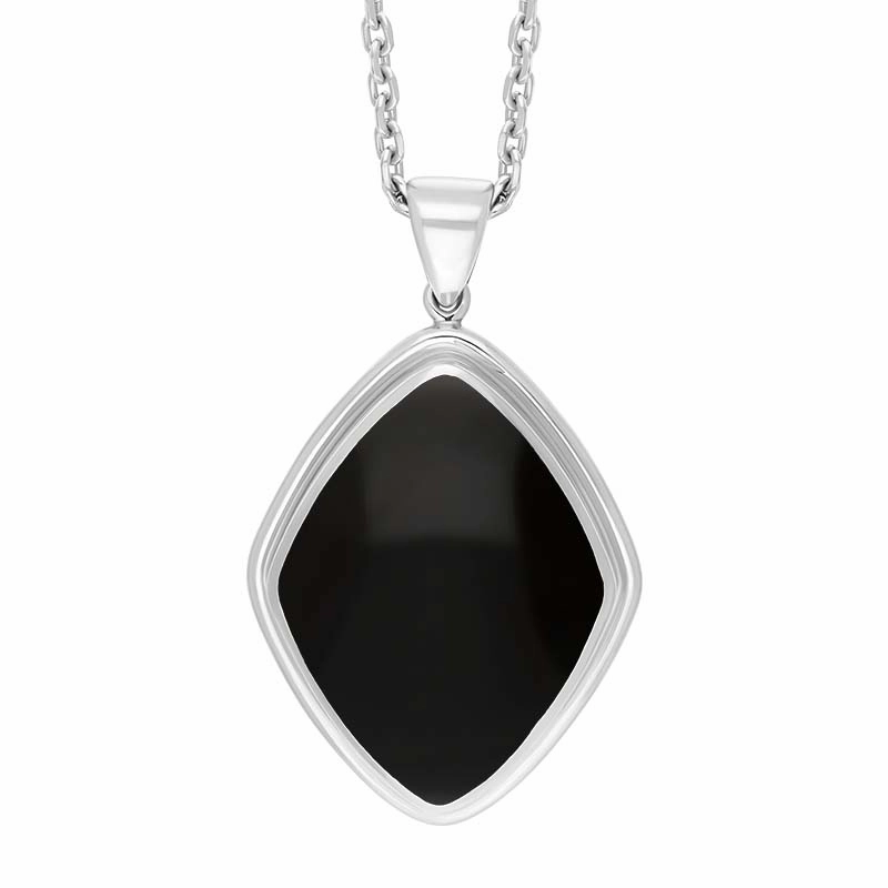 Sterling Silver Whitby Jet Rhombus Necklace D