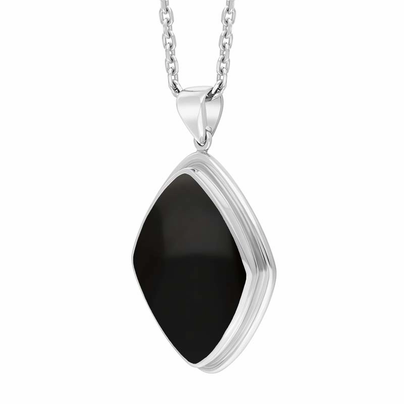 Sterling Silver Whitby Jet Rhombus Necklace D