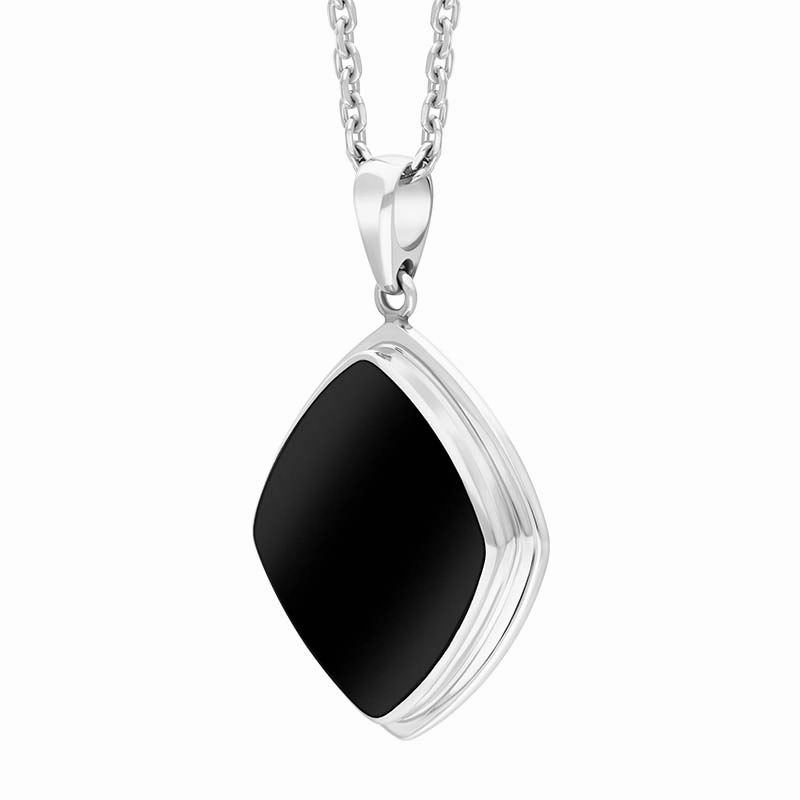 Sterling Silver Whitby Jet Rhombus Necklace D