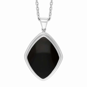 Sterling Silver Whitby Jet Rhombus Necklace D