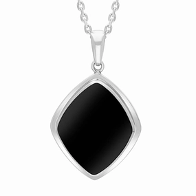 Sterling Silver Whitby Jet Rhombus Necklace D