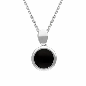 Sterling Silver Whitby Jet Round Open Back Necklace