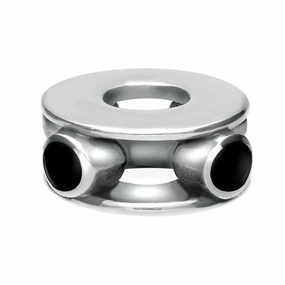 Sterling Silver Whitby Jet Round Open Disc Charm
