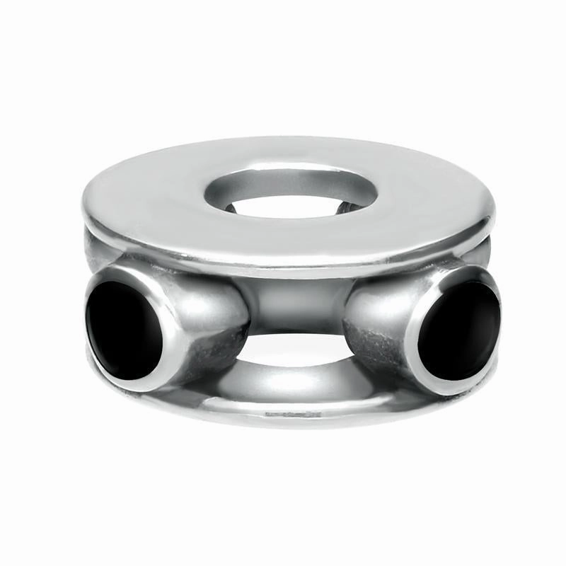 Sterling Silver Whitby Jet Round Open Disc Charm