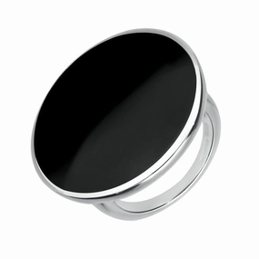 Sterling Silver Whitby Jet Round Ring