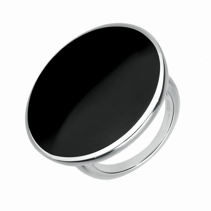 Sterling Silver Whitby Jet Round Ring