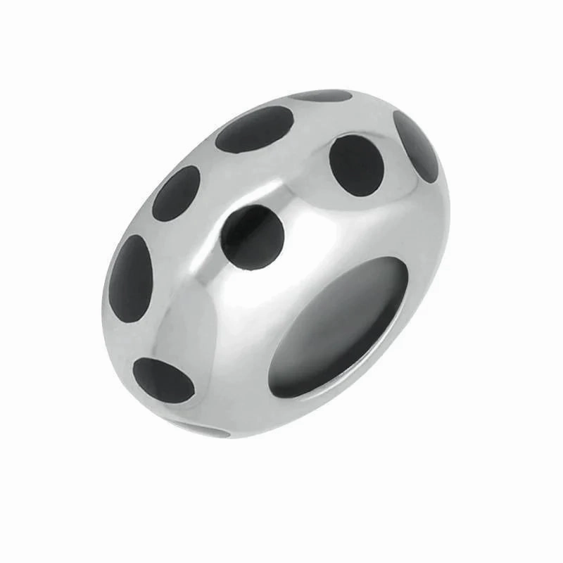 Sterling Silver Whitby Jet Spotty Charm