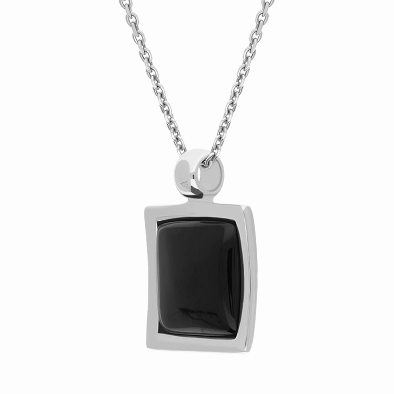 Sterling Silver Whitby Jet Square Necklace