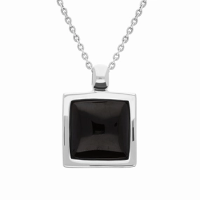 Sterling Silver Whitby Jet Square Necklace