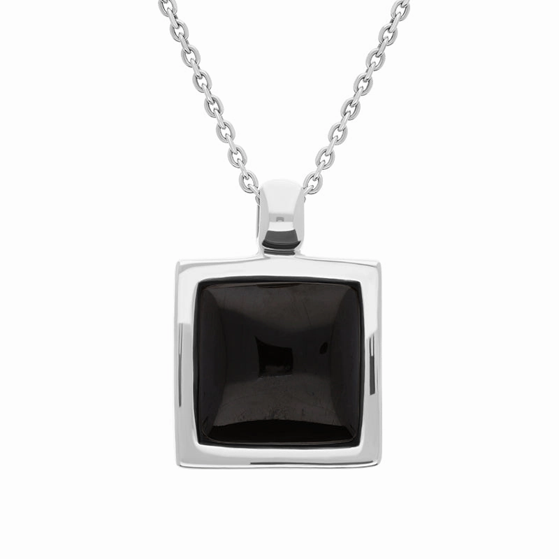 Sterling Silver Whitby Jet Square Necklace