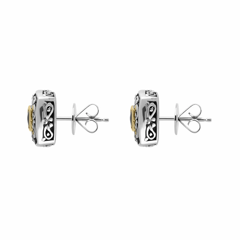 Sterling Silver Whitby Jet Square Stud Earrings D