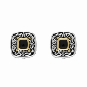Sterling Silver Whitby Jet Square Stud Earrings D