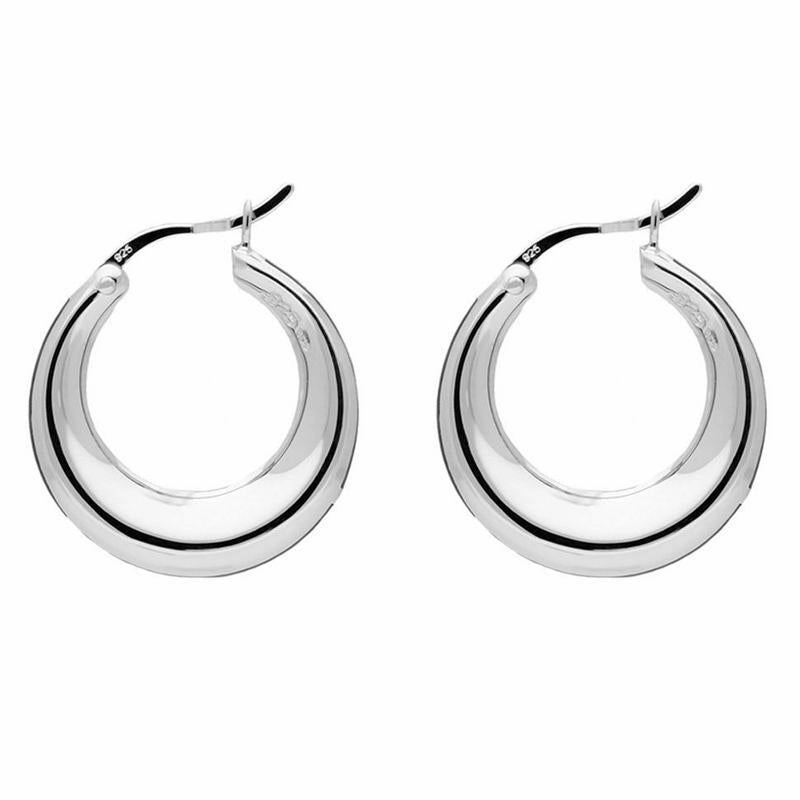 Sterling Silver Whitby Jet Three Stone Hoop Earrings