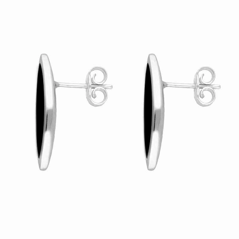 Sterling Silver Whitby Jet Toscana Marquise Stud Earrings