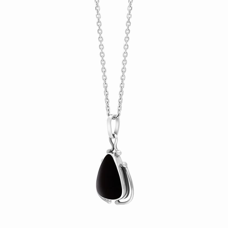 Sterling Silver Whitby Jet Triangle Open Edge Frame Necklace