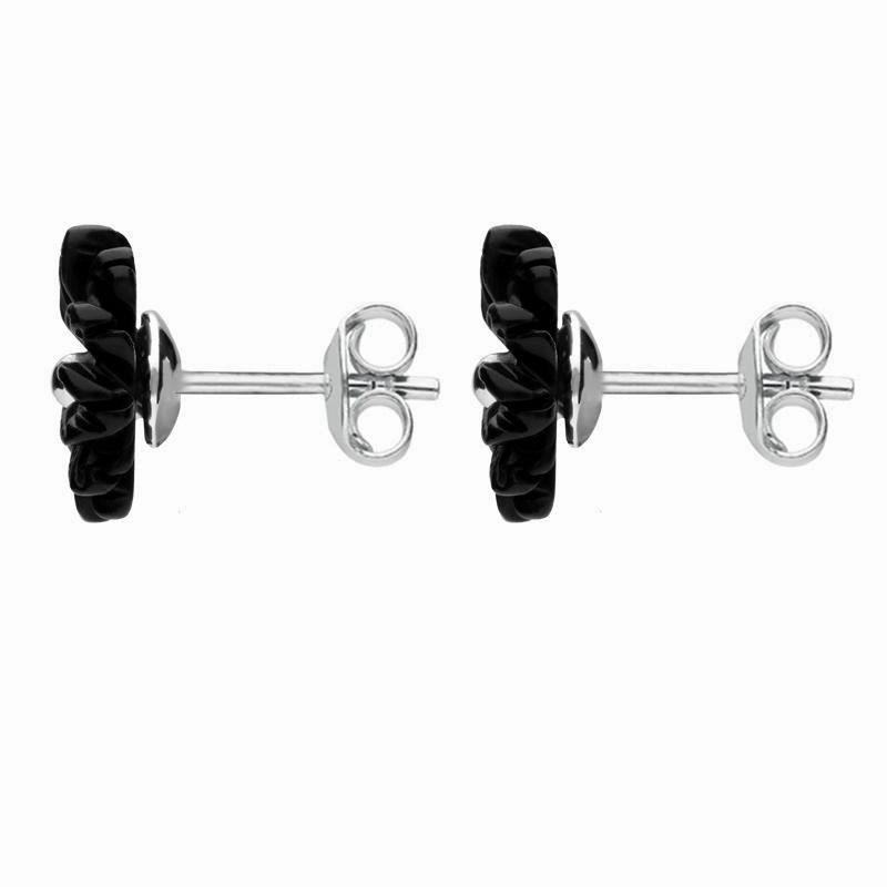 Sterling Silver Whitby Jet Tuberose 10mm Flower Stud Earrings