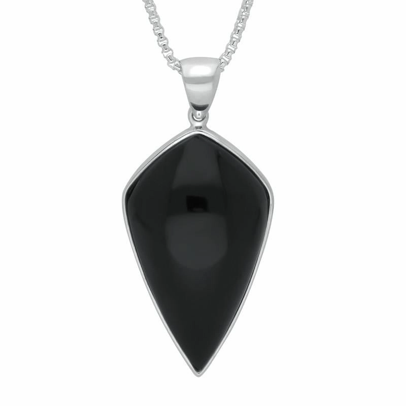 Sterling Silver Whitby Jet Unique Arrow Shape Necklace