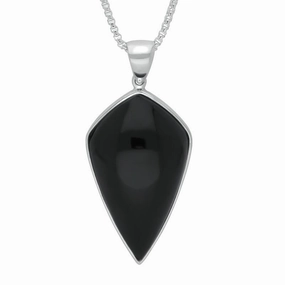 Sterling Silver Whitby Jet Unique Arrow Shape Necklace