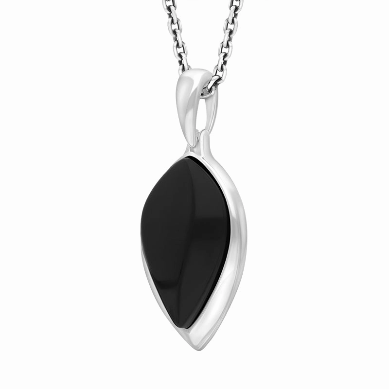 Sterling Silver Whitby Jet Upside Pear Necklace