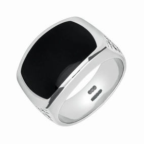 Sterling Silver Whitby Jet Web Shoulder Ring