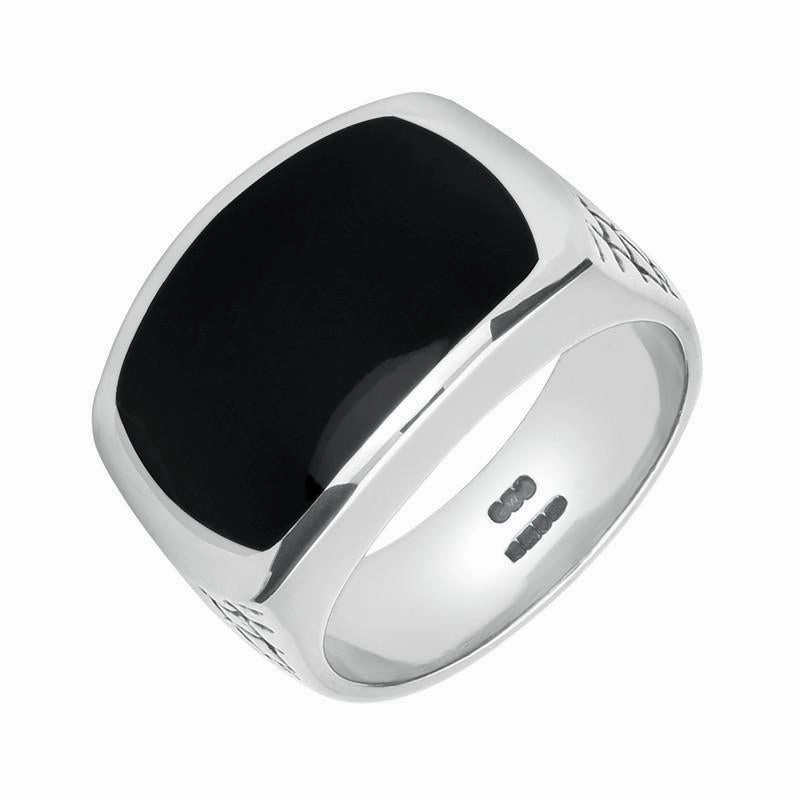 Sterling Silver Whitby Jet Web Shoulder Ring