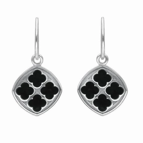 Sterling Silver Whitby Jet Whitby Abbey Window Drop Earrings