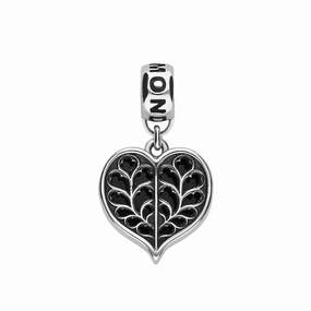 Sterling Silver Whitby Jet York Minster Heart Loop Charm