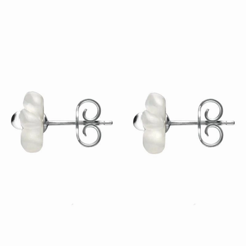 Sterling Silver White Agate Tuberose 6mm Gypsophila Stud Earrings
