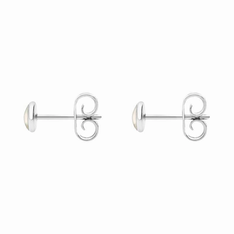 Sterling Silver White Mother of Pearl 4mm Classic Small Round Stud Earrings