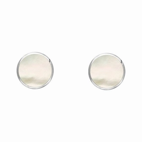 Sterling Silver White Mother of Pearl 4mm Classic Small Round Stud Earrings