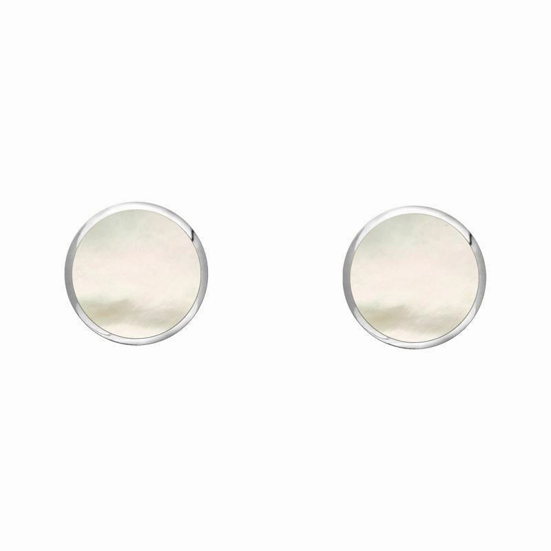 Sterling Silver White Mother of Pearl 4mm Classic Small Round Stud Earrings