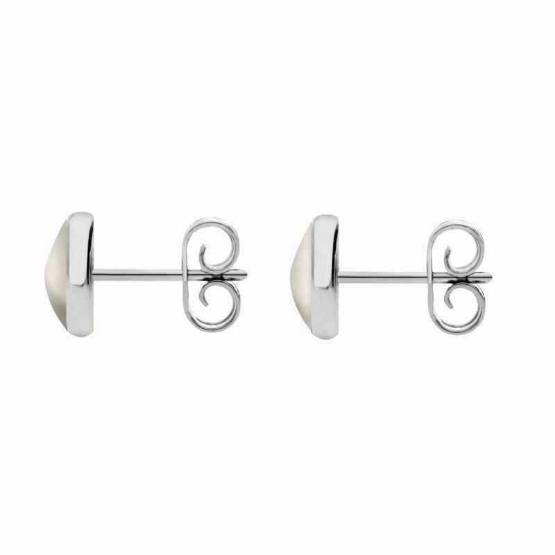 Sterling Silver White Mother of Pearl 6mm Classic Medium Round Stud Earrings