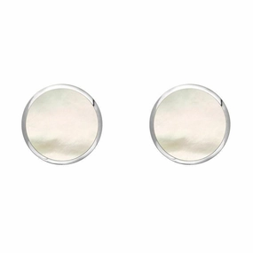 Sterling Silver White Mother of Pearl 6mm Classic Medium Round Stud Earrings