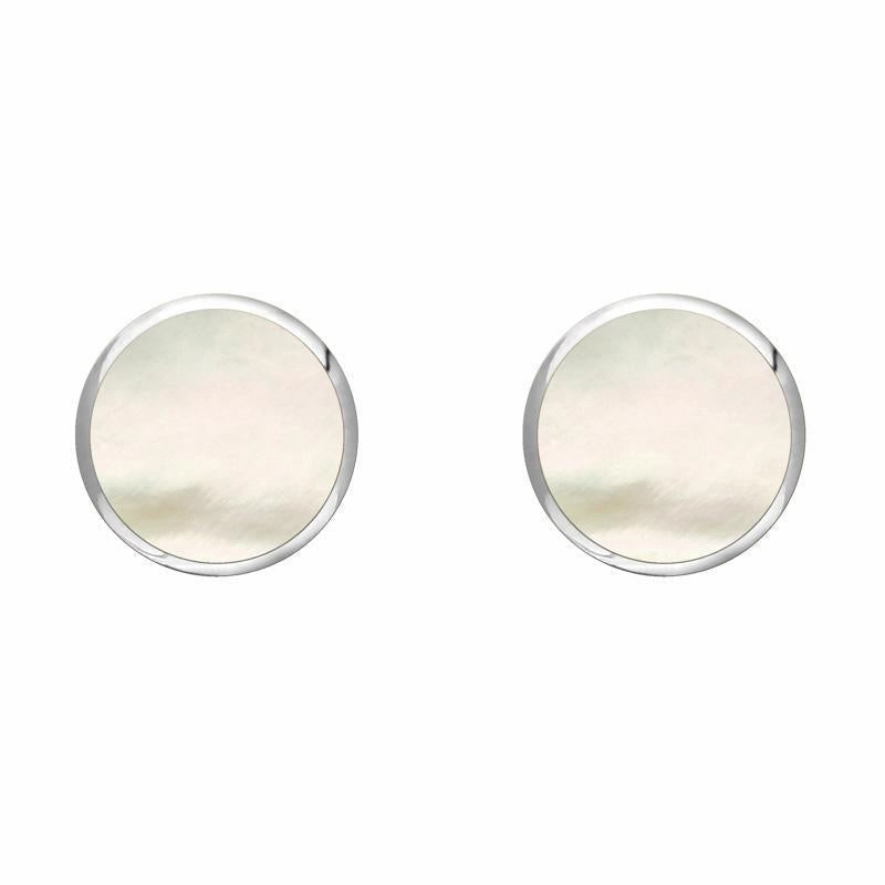 Sterling Silver White Mother of Pearl 6mm Classic Medium Round Stud Earrings