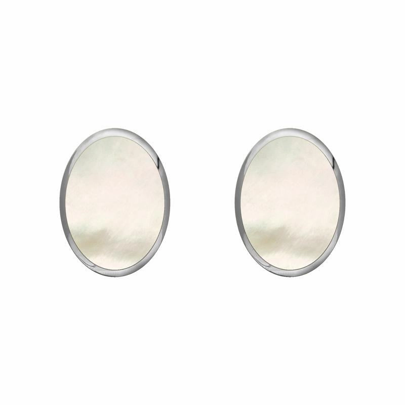 Sterling Silver White Mother of Pearl 7 x 5mm Classic Small Oval Stud Earrings